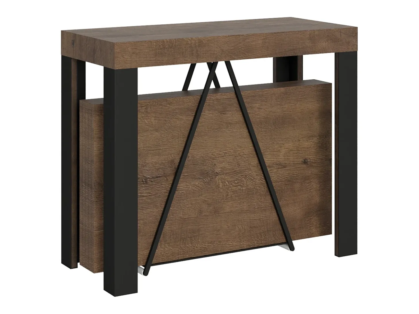 Mesa consola extensível 90x40/300 cm Tarax nogueira quadro antracite