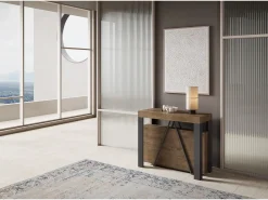 Mesa consola extensível 90x40/300 cm Tarax nogueira quadro antracite