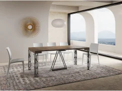 Mesa consola extensível 90x40/300 cm Kerpa nogueira quadro antracite