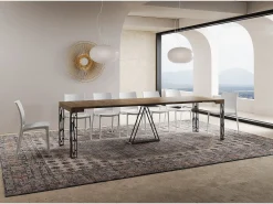 Mesa consola extensível 90x40/300 cm Kerpa nogueira quadro antracite