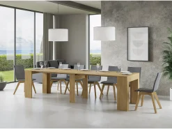 Mesa consola extensível 90x49/307 cm Extra Carvalho Natural extensões internas