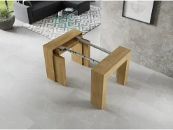 Mesa consola extensível 90x49/307 cm Extra Carvalho Natural extensões internas