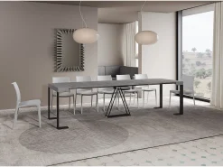 Mesa consola extensível 90x40/300cm Zamat cimento quadro antracite