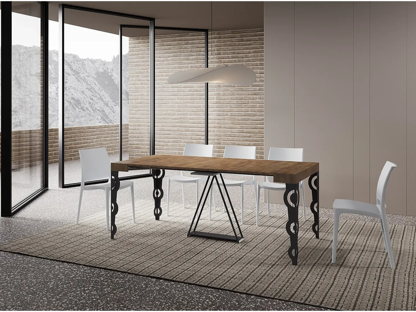 Mesa consola extensível 90x40/300cm Aceres nogueira quadro antracite