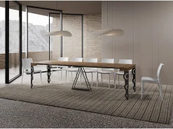 Mesa consola extensível 90x40/300cm Aceres nogueira quadro antracite