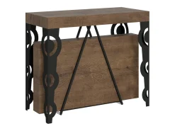 Mesa consola extensível 90x40/300cm Aceres nogueira quadro antracite