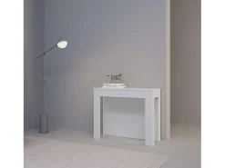 Mesa consola extensível 90x42/290cm Cayman cinza branca