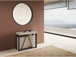 Mesa consola extensível 90x40/300cm Sketa caxemira quadro antracite