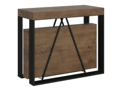 Mesa consola extensível 90x40/300cm Sketa nogueira quadro antracite