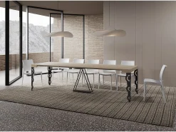 Mesa consola extensível 90x40/300cm Aceres caxemira quadro antracite