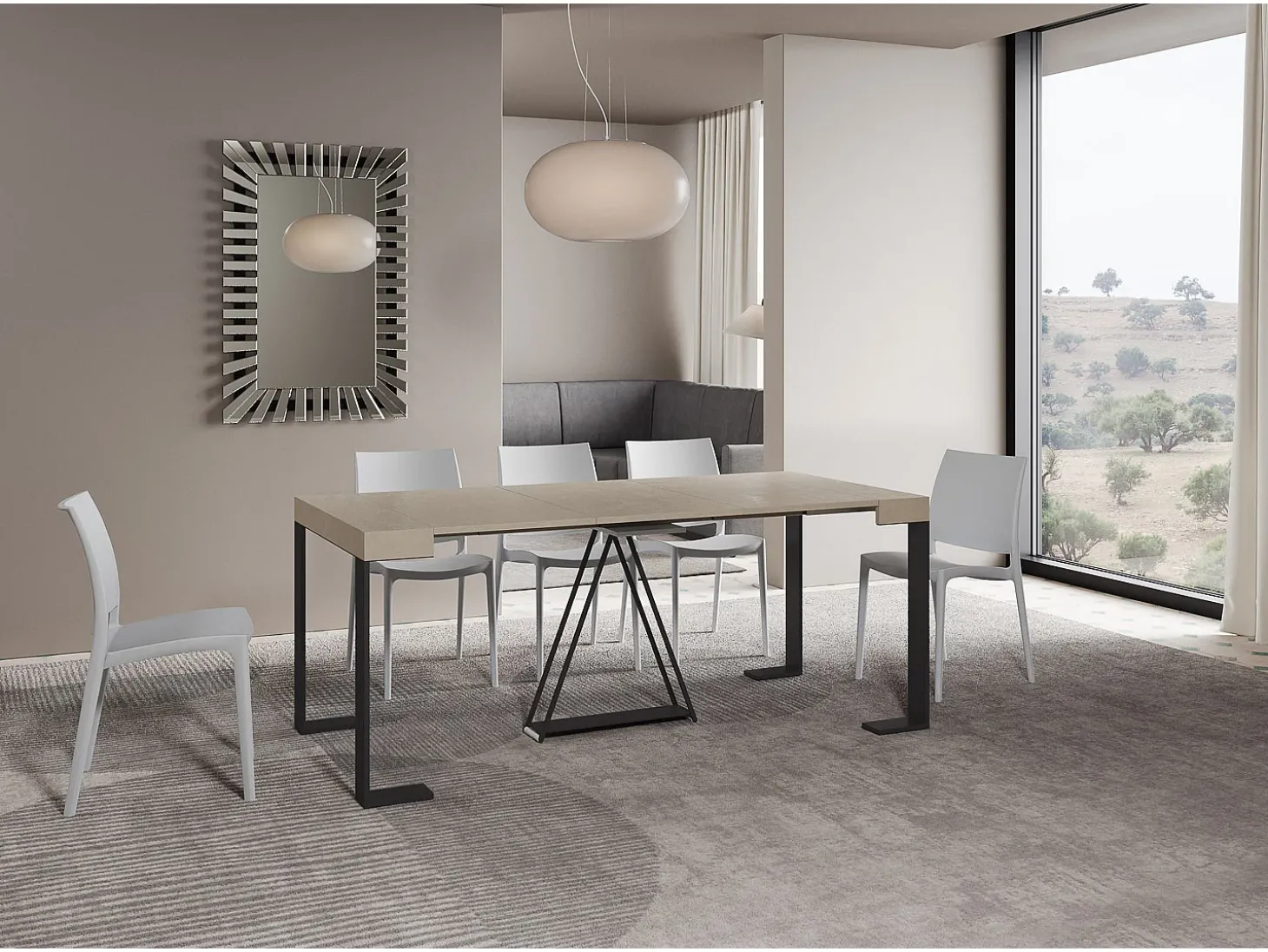 Mesa consola extensível 90x40/300cm Zamat caxemira quadro antracite