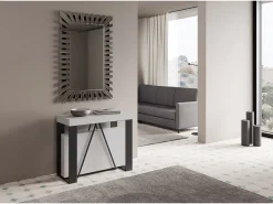 Mesa consola extensível 90x40/300cm Zamat cinza branca quadro antracite