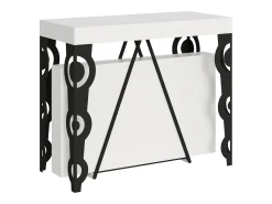 Mesa consola extensível 90x40/300cm Aceres cinza branca quadro antracite