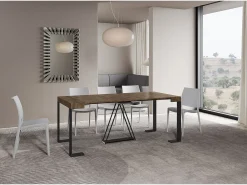 Mesa consola extensível 90x40/300cm Zamat nogueira quadro antracite