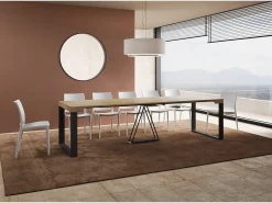 Mesa consola extensível 90x40/300cm Sketa carvalho natural quadro antracite