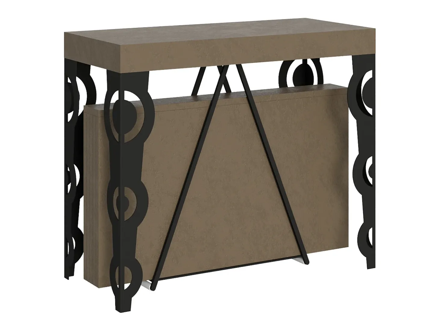 Mesa consola extensível 90x40/300cm Aceres tortora quadro antracite