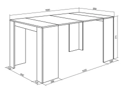 Mesa Consola Extensível, 160x90x77cm, Para 8 pessoas, Mesa de Jantar, Branco
