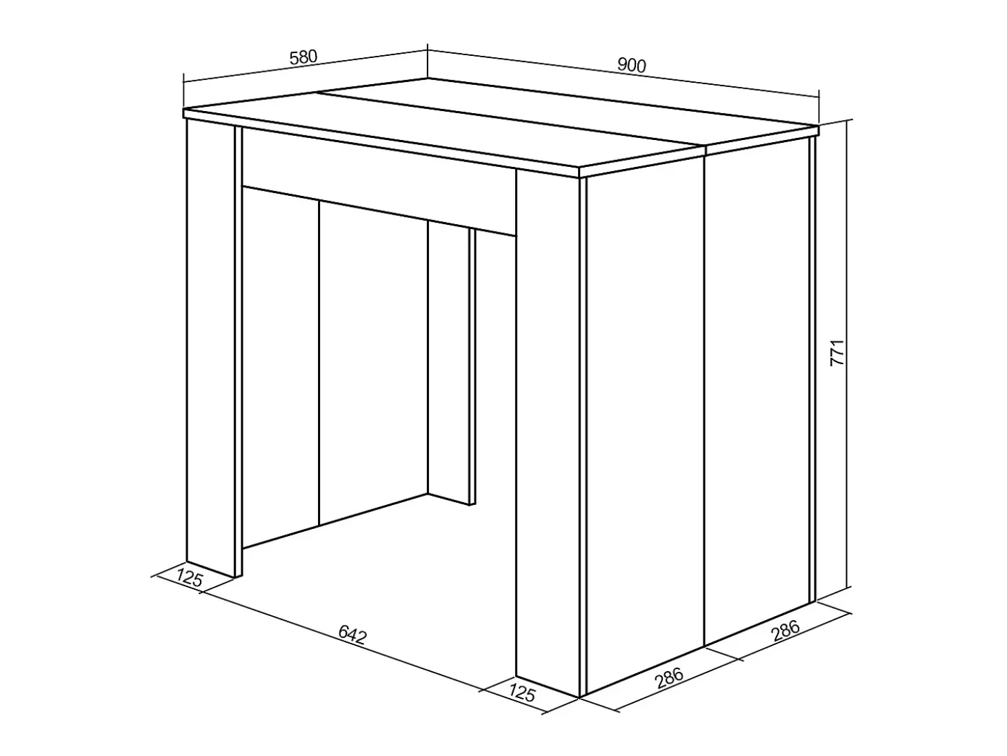 Mesa Consola Extensível, 160x90x77cm, Para 8 pessoas, Mesa de Jantar, Branco