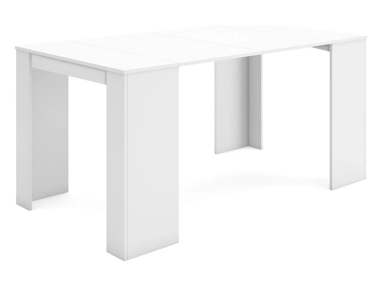 Mesa Consola Extensível, 160x90x77cm, Para 8 pessoas, Mesa de Jantar, Branco