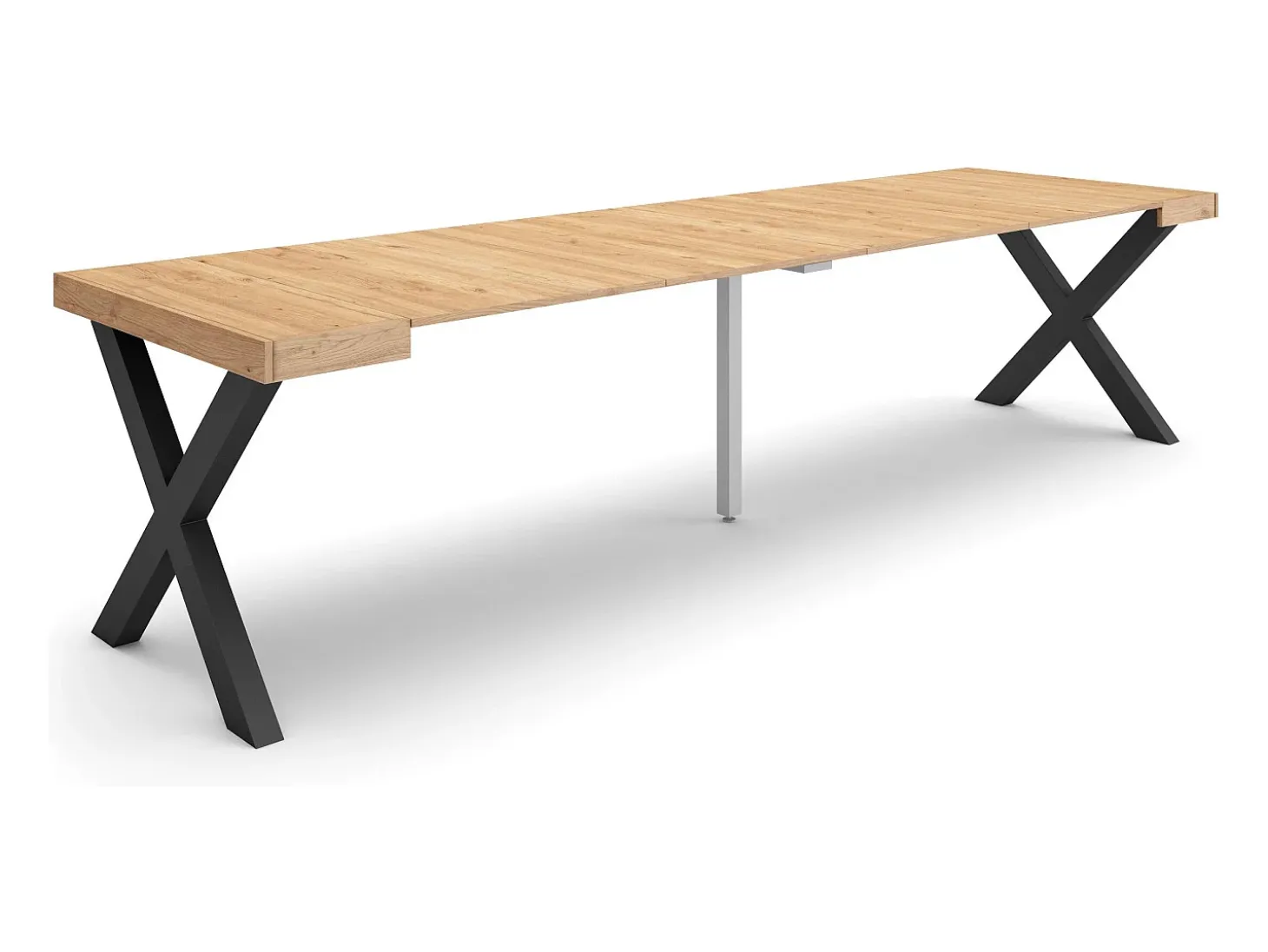 Mesa Consola Extensível, 302x90x73cm, Para 14 pessoas, Pés de madeira, Carvahlo