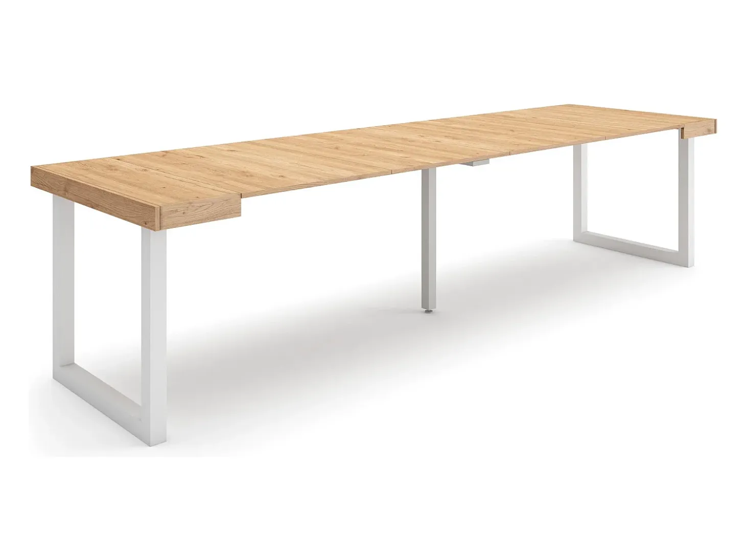 Mesa Consola Extensível, 302x90x73cm, Para 14 pessoas, Pés de madeira, Carvahlo