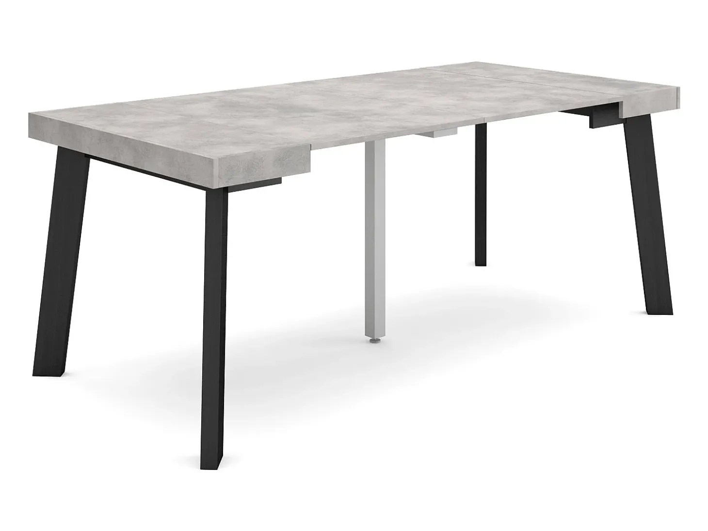 Mesa Consola Extensível, 180x90x73cm, Para 8 pessoas, Pés de madeira, Cimento
