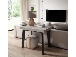 Mesa Consola Extensível, 180x90x73cm, Para 8 pessoas, Pés de madeira, Cimento
