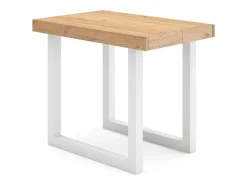Mesa Consola Extensível, 222x90x73cm, Para 10 pessoas, Pés de madeira, Carvahlo e branco