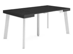 Mesa Consola Extensível, 160x90x73cm, Para 8 pessoas, Pés de madeira, Preto