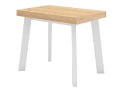 Mesa Consola Extensível, 180x90x73cm, Para 8 pessoas, Pés de madeira, Carvahlo e branco