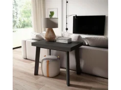 Mesa Consola Extensível, 140x90x73cm, Para 6 pessoas, Pés de madeira, Preto