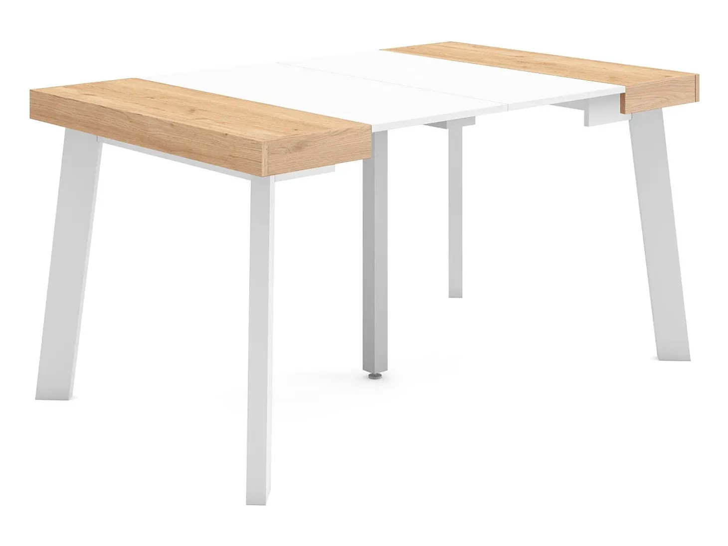 Mesa Consola Extensível, 140x90x73cm, Para 6 pessoas, Pés de madeira, Carvahlo e branco