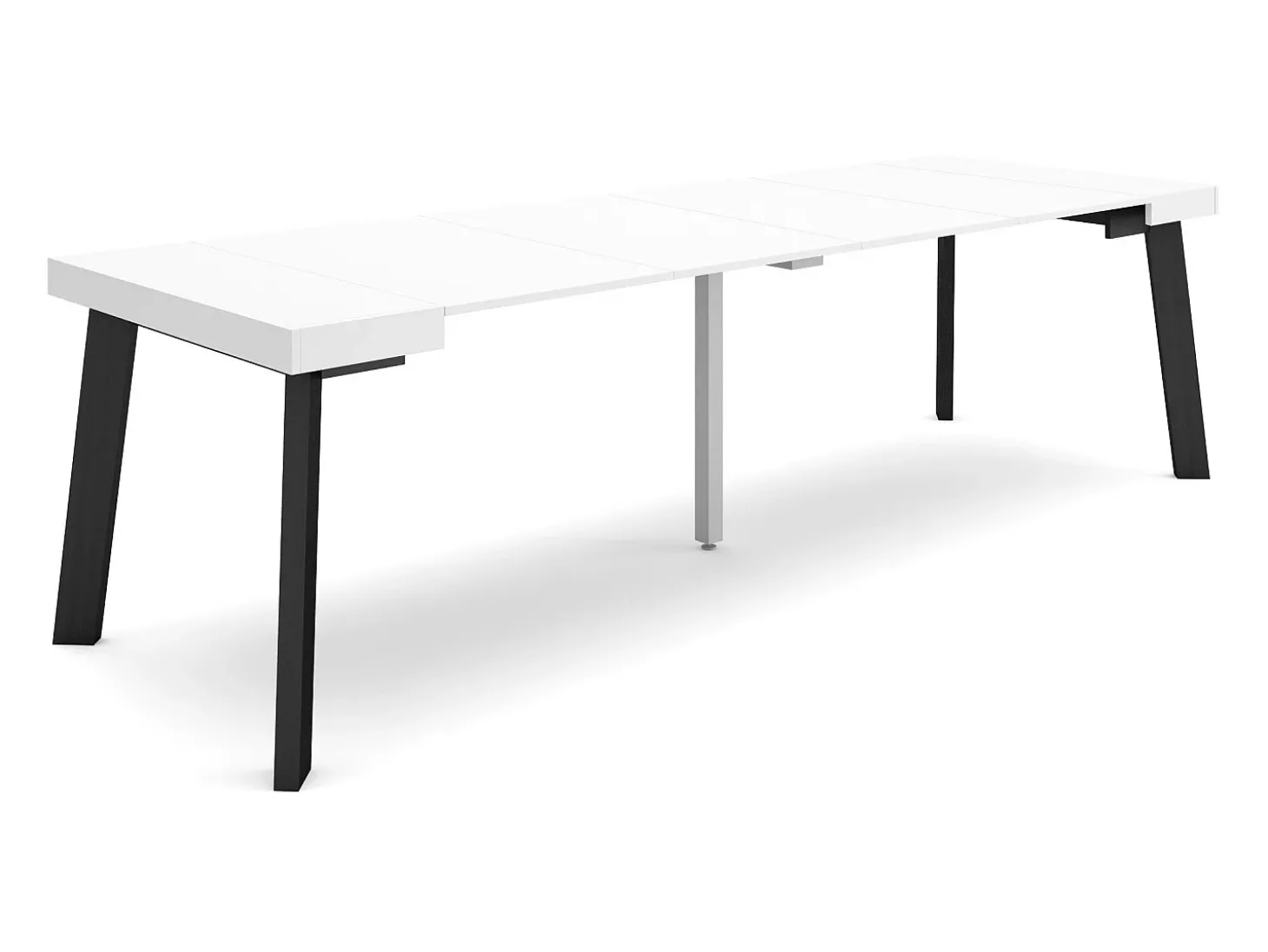 Mesa Consola Extensível, 262x90x73cm, Para 12 pessoas, Pés de madeira, Branco