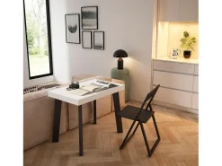Mesa Consola Extensível, 262x90x73cm, Para 12 pessoas, Pés de madeira, Branco