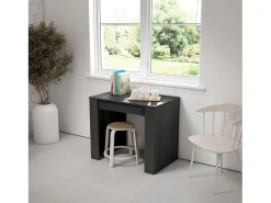 Mesa Consola Extensível, 302x90x77cm, Para 14 pessoas, Mesa de Jantar, Preto