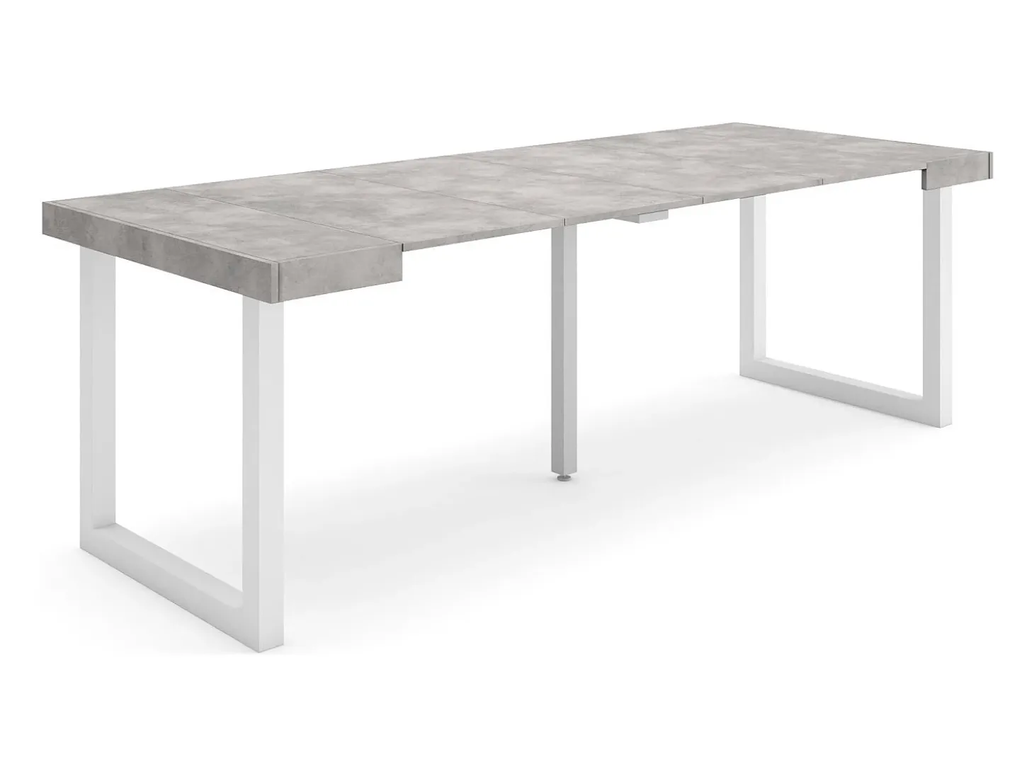 Mesa Consola Extensível, 222x90x73cm, Para 10 pessoas, Pés de madeira, Cimento