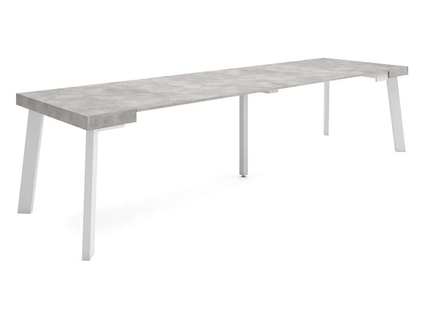 Mesa Consola Extensível, 302x90x73cm, Para 14 pessoas, Pés de madeira, Cimento