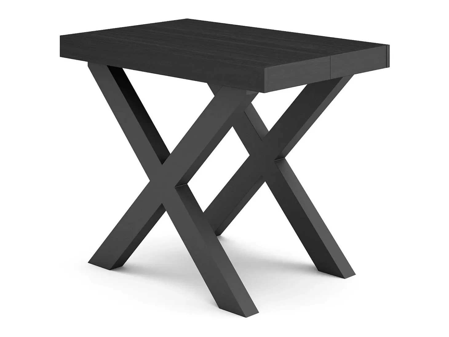 Mesa Consola Extensível, 222x90x73cm, Para 10 pessoas, Pés de madeira, Preto