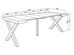 Mesa Consola Extensível, 222x90x73cm, Para 10 pessoas, Pés de madeira, Carvahlo