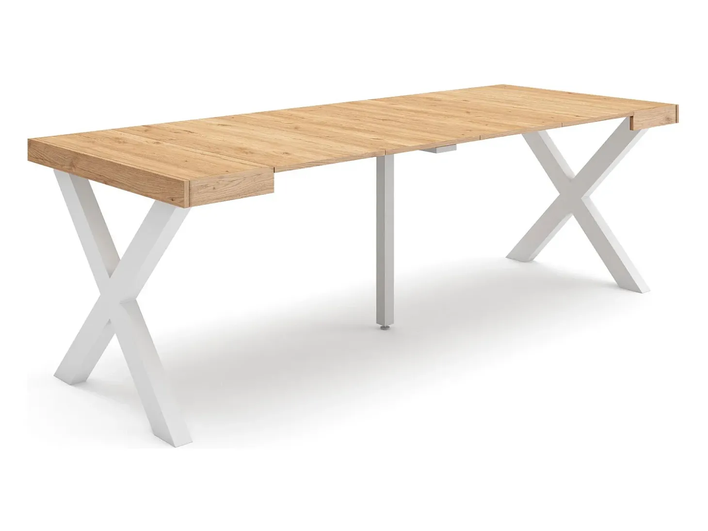 Mesa Consola Extensível, 222x90x73cm, Para 10 pessoas, Pés de madeira, Carvahlo