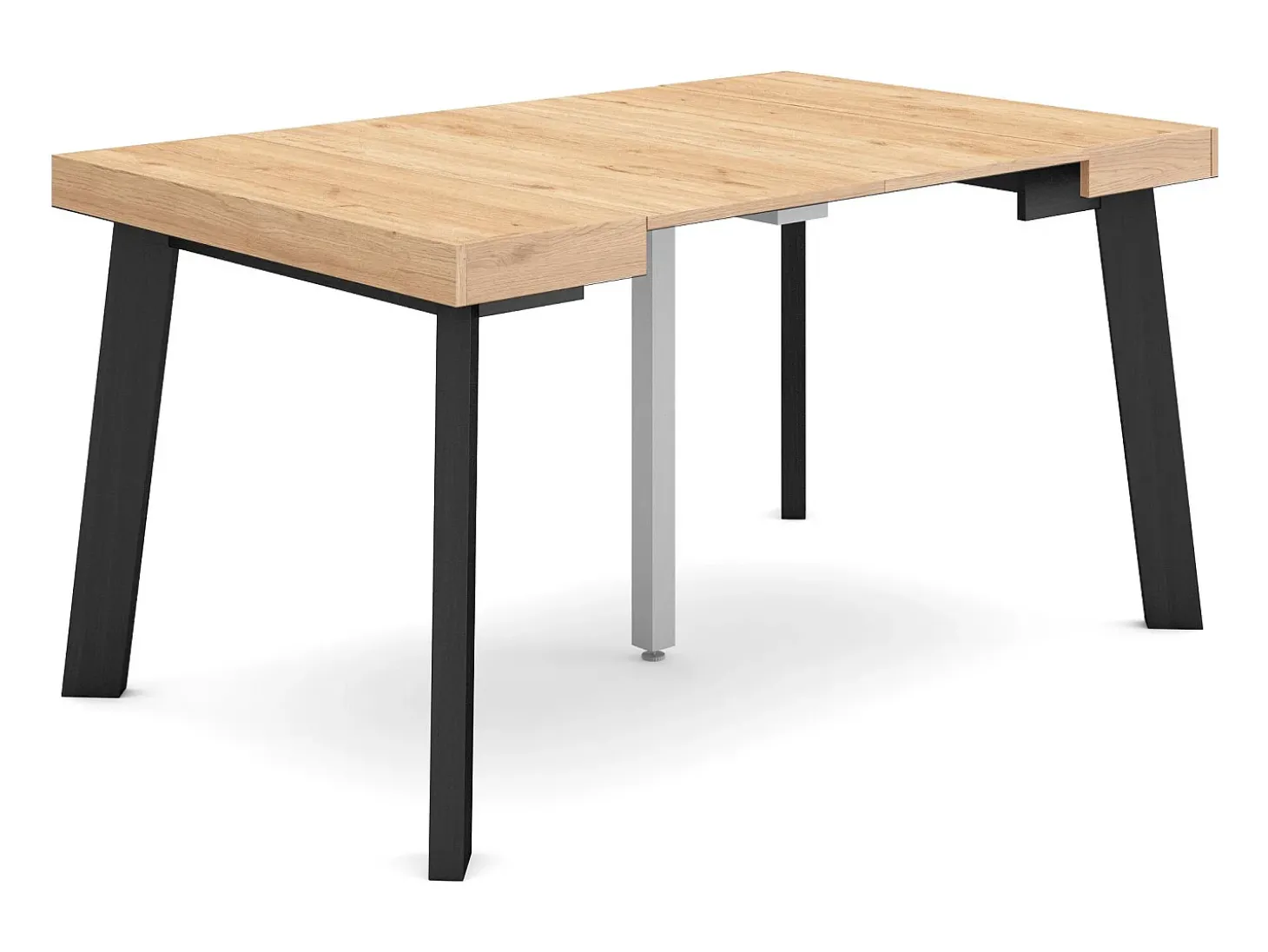 Mesa Consola Extensível, 140x90x73cm, Para 6 pessoas, Pés de madeira, Carvahlo e preto