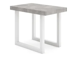 Mesa Consola Extensível, 262x90x73cm, Para 12 pessoas, Pés de madeira, Branco e cinzento