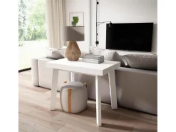 Mesa Consola Extensível, 180x90x73cm, Para 8 pessoas, Pés de madeira, Branco