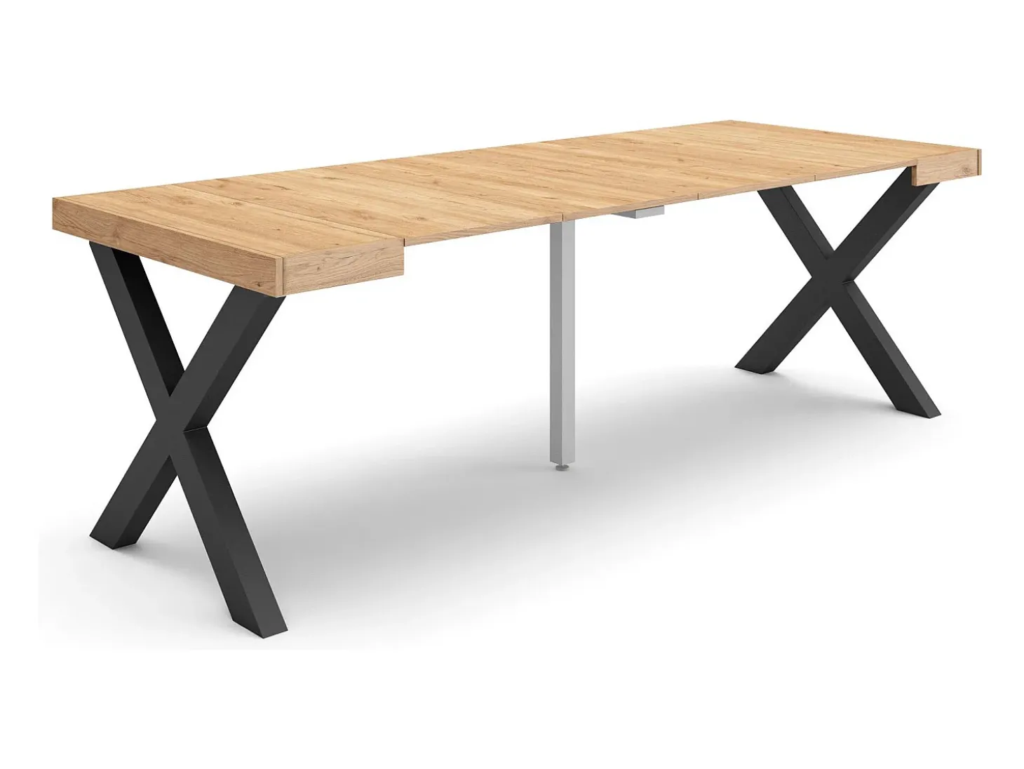 Mesa Consola Extensível, 222x90x73cm, Para 10 pessoas, Pés de madeira, Carvahlo