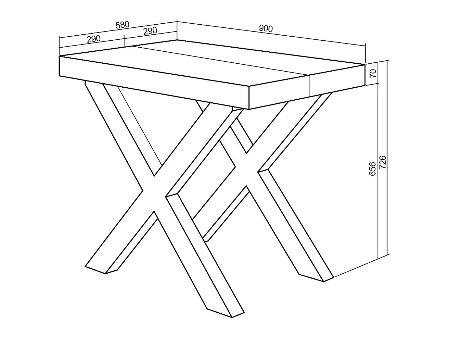 Mesa Consola Extensível, 222x90x73cm, Para 10 pessoas, Pés de madeira, Carvahlo