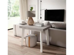 Mesa Consola Extensível, 180x90x73cm, Para 8 pessoas, Pés de madeira, Cimento