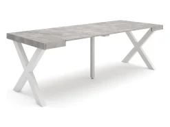 Mesa Consola Extensível, 222x90x73cm, Para 10 pessoas, Pés de madeira, Cimento