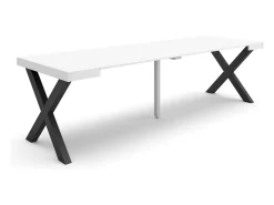 Mesa Consola Extensível, 262x90x73cm, Para 12 pessoas, Pés de madeira, Branco