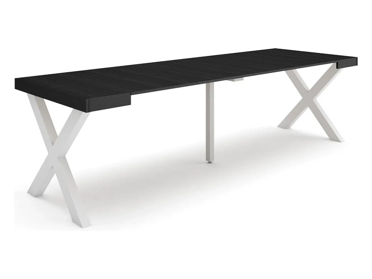 Mesa Consola Extensível, 262x90x73cm, Para 12 pessoas, Pés de madeira, Preto