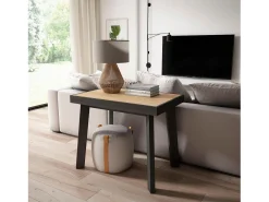Mesa Consola Extensível, 180x90x73cm, Para 8 pessoas, Pés de madeira, Carvahlo e preto